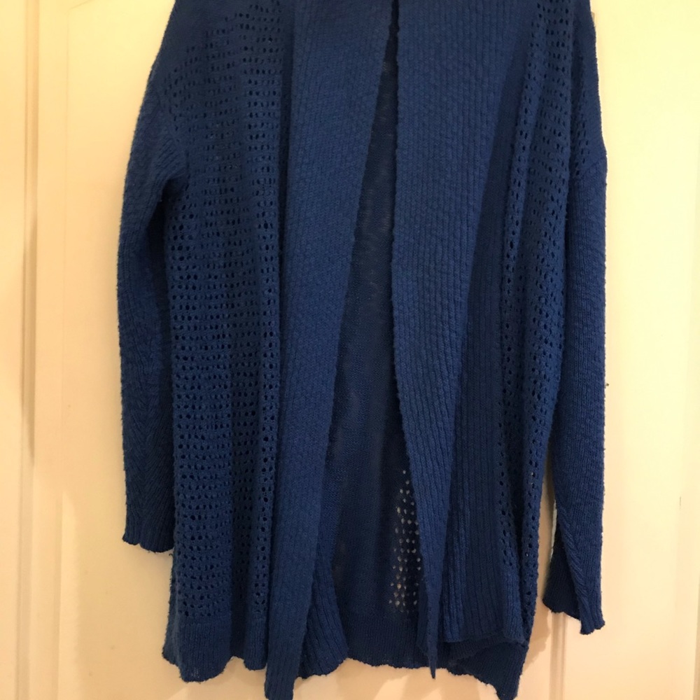 Sweater shawl collar lapis blue, XL, CottonAcrylic